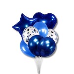 Dortisimo Foliové balónky Srdíčko a hvězda s modrými a průhlednými kulatými balónky (8 ks)