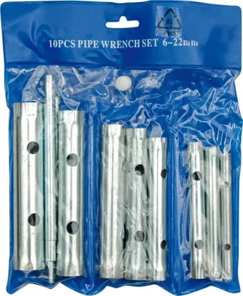 VOREL Klíče trubkové sada 10 ks / 6-22 mm / Uhlíková ocel / 2x vratidlo (TO-52900)