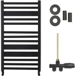 CERANO Koupelnový radiátorový set Enrico - ústřední vytápění - boční jednobodové připojení - 467W - černá matná - 970x550 mm
