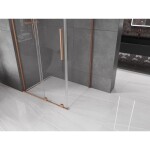 MEXEN/S - Velar L sprchový kout, posuvné dveře 120 x 85, transparent, měď kartáčovaná 871-120-085-03-65