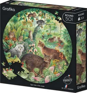 GRAFIKA Kulaté puzzle Tygří kočky v džungli