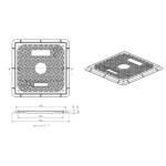 MIDAS Poklop B125 do 12,5t DN 600x600 hranatý, kompozit, h=35 mm, uzam.4x šroub ,OD 750x750 mm p2060