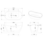 INVENA - Volně stojící vana 150 cm Astri se sifonem AN-03-150-F
