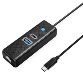 Orico PW3UR25-C3 černá, kabel 0,15 m / USB hub / 1x USB-A 3.0 / 1x USB-C 3.0 / RJ45 2.5G Ethernet