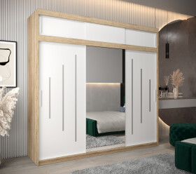 Šatní skříň Abi Y1 s nástavcem Barva korpusu: Dub Sonoma, Rozměry: 250 cm, Dveře: Bílá
