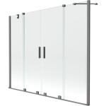 MEXEN/S - Velar Duo dvoukřídlá posuvná vanová zástěna 170 x 150, transparent, grafit metal 896-170-000-02-95