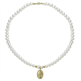Perlový náhrdelník Celeste Gold - medailonek Panna Maria, Zlatá 41 cm + 3 cm (prodloužení)