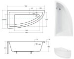 HOPA - Asymetrická vana FONDI - Nožičky k vaně - S nožičkami, Rozměr vany - 150 × 70 cm, Způsob provedení - Pravé OLVFON15P+OLVPINOZ