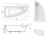 HOPA - Asymetrická vana FONDI - Nožičky k vaně - S nožičkami, Rozměr vany - 140 × 70 cm, Způsob provedení - Pravé OLVFON14P+OLVPINOZ