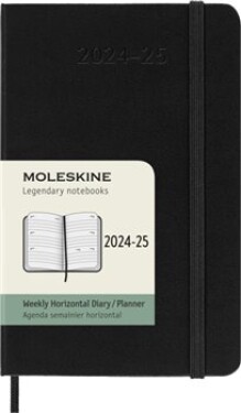 18měsíční horizontální diář Moleskine 2024-2025 tvrdý černý S