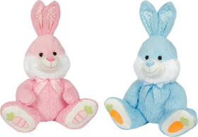 Plyšový králík sedící modrý/růžový 70 cm