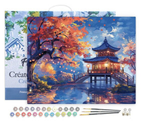 Malování podle čísel - Pagoda Za Podzimní Noci na rámu 40x50cm