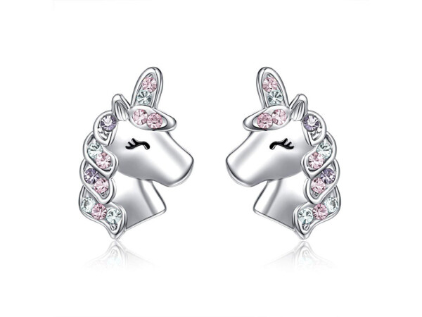 LUNICA Stříbrné náušnice BAREVNÝ JEDNOROŽEC 0671