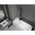 MEXEN/S - Next L vanová zástěna FIX 80 x 150, vzor, gun gray kartáčovaný 895-080-000-03-30-66