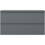 MEXEN/S - Rivel koupelnová skříňka pod umyvadlo 90 cm s deskou, 2 zásuvky, reliéf , grafit mat 91A20-09047-2-BFFC66