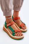 Dámské sandály na platformě a klíně Big Star NN274A053 zeleno-oranžové 36