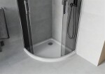 MEXEN/S - Rio čtvrtkruhový sprchový kout 90 x 90, grafit, chrom + vanička se sifonem Flat, bílá 863-090-090-01-40-4110