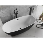 MEXEN/S - Luvo Slim volně stojící vana 170 x 75, bílá/černá, sifon a přepad černá 52801707575-70