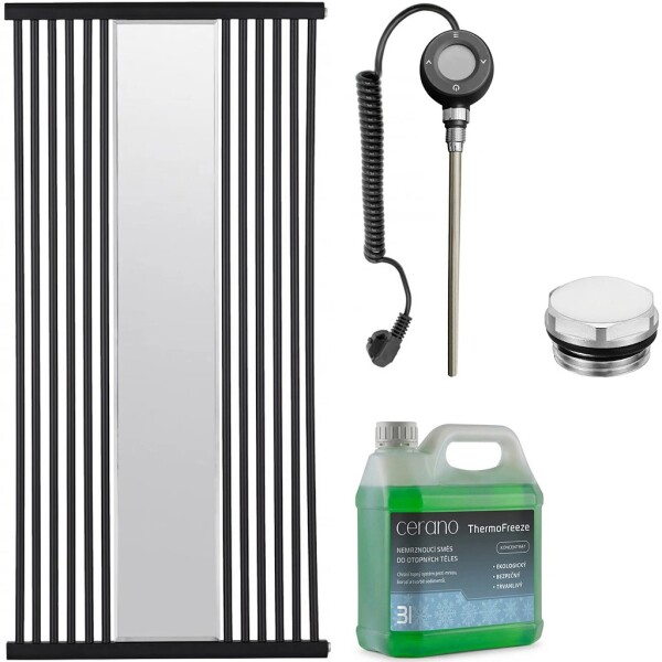 CERANO Koupelnový elektrický radiátorový set Maximus - WIFI - 600W - černá matná - 1510x740 mm