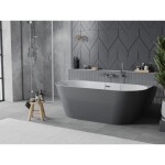 MEXEN/S - Oval Slim volně stojící vana nástěnná 170 x 80, bílá/šedá, sifon a přepad chrom 52661708062-01
