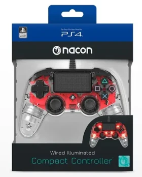 Nacon Wired Compact Controller průhledná červená / ovladač pro PlayStation 4 (PS4OFCPADCLRED)