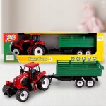 MalPlay TRAKTOR FARMÁŘSKÝ 47cm S ODNÍMATELNÝM PŘÍVĚSEM + FIGURKA FARMÁŘE