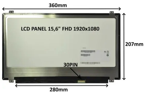 15,6" SIL LCD panel FHD matný / Náhradní díl / 1920x1080 / 30 PIN / úchyty nahoře a dole / LED (77046121)