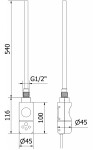 MEXEN/S - Uran radiátor + topná tyč 1200 x 500 mm, 600 W, chrom W105-1200-500-2600-01