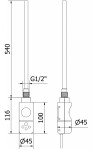 MEXEN/S - Jowisz radiátor + topná tyč 1200 x 600 mm, 600 W, černá W107-1200-600-2600-70