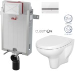 ALCADRAIN Renovmodul - předstěnový instalační systém s bílým/ chrom tlačítkem M1720-1 + WC CERSANIT ARTECO CLEANON + SEDÁTKO AM115/1000 M1720-1 AT1