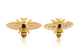 ELENYS Bee Sparkly – pozlacené náušnice 18K žluté zlato