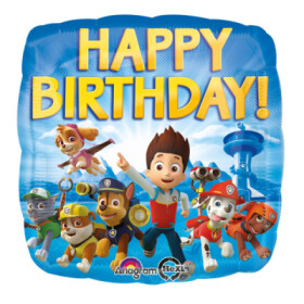 Foliový balón standart, Tlapková patrola Happy Birhtday