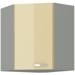 Horní rohová skříňka 60x60 GN-72 1F (45°) Barva korpusu: Šedá, Barva dvířek: Krémový lesk (Karmen)