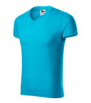 Slim Fit V-neck tričko pánské tyrkysová XL