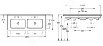 VILLEROY & BOCH - Venticello Dvojumyvadlo nábytkové 1300x500 mm, s přepadem, 2 otvory pro baterii, CeramicPlus, alpská bílá 4111DLR1
