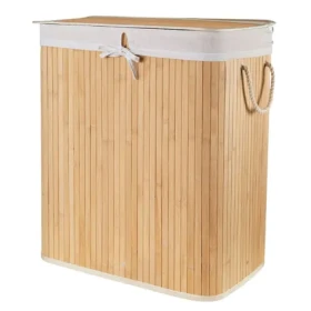Compactor Bamboo XXL 105 L - 2dílný / Bambusový koš na prádlo s víkem / přírodní / 52 x 32 x 63 cm (3370910125894)