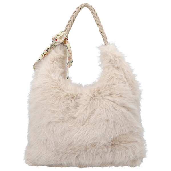 Módní dámská plyšová kabelka do ruky Raiga, světle béžová
