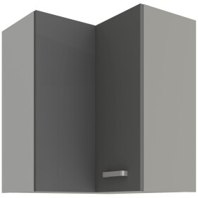 Horní rohová skříňka 60x60 GN-72 2F (90°) Barva korpusu: Šedá, Barva dvířek: Šedý lesk (Šedá)