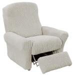 Super strečové potahy GLAMOUR smetanové dvojkřeslo s dřevěnými rukojeťmi (š. 140 - 170 cm)