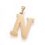 Sada přívěsku a náušnic z nerezové oceli - písmeno - zlatá - 20 ~ 23 mm x 13 ~ 19 mm - 1 ks Písmena: E