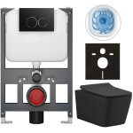CERANO - Kompletní WC set Basic/Forte - černá matná - WC tlačítko Dualo/Černá - závěsné - nízký modul - předstěnová instalace - 51x36 CER-8050BD86384