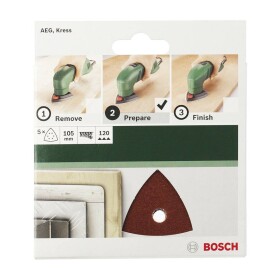 Bosch Accessories 2609256A59 brusný papír pro delta brusky na suchý zip, s otvory Zrnitost 240 Rozměr přes roh 105 mm 5 ks