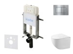Kielle - Genesis New Set předstěnové instalace, kompaktního klozetu Gaia, Rimless, sedátka softclose a tlačítka Gemini New III, lesklý chrom 30528SZ89