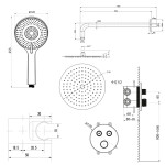 SAPHO - SMART SELECT podomítkový sprchový set s termostatickou baterií, 2 výstupy, vyústění, černá mat RP032B-01