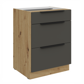 Spodní skříňka Aria 60 D 3S BB - Premium Box Barva korpusu: Dub artisan, Barva dvířek: GR - Graphite AFM