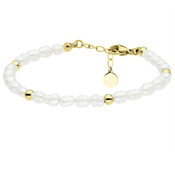 Perlový náramek Zarina Gold - chirurgická ocel, sladkovodní perla, Zlatá 18 cm + 3 cm (prodloužení)