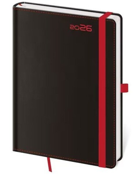 Diář 2026 týdenní B6 Black Red s poutkem