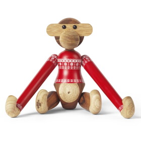 Kay Bojesen Denmark Dřevěná opička Monkey Christmas Jumper 2024 Small, červená barva, dřevo