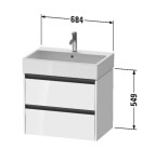 DURAVIT - Ketho.2 Umyvadlová skříňka 55x68x46 cm, 2 zásuvky, matná bílá K25276018180000