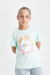 DEFACTO Girls Crew Neck Printed Short Sleeve T-Shirt